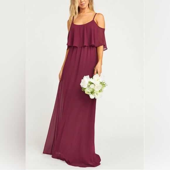 Show Me Your MuMu Caitlin Ruffle Maxi Tank Dress Wine Burgundy Size Small - Picture 1 of 6